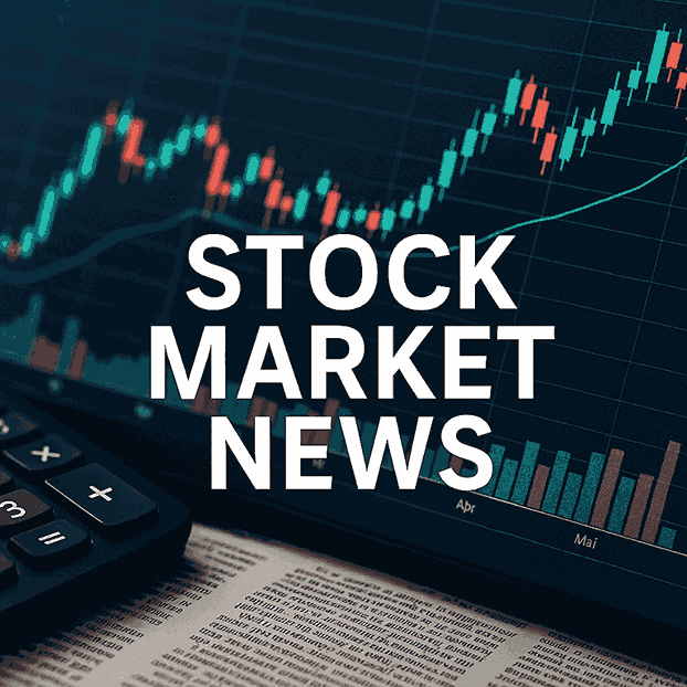 "सरल स्टॉक मार्केट न्यूज़ इमेज जिसमें बेसिक मार्केट ट्रेंड दिखाया गया है"